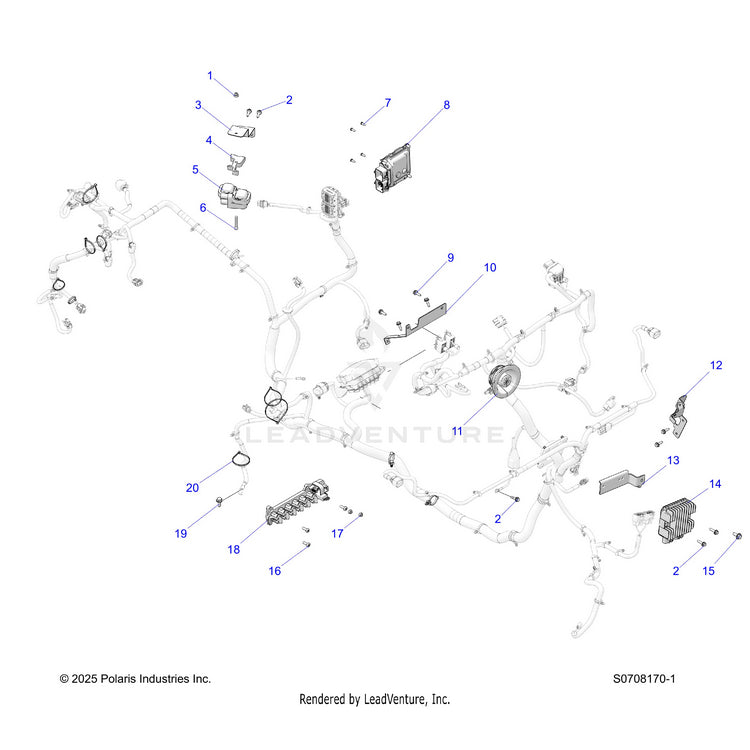 An Image of a Genuine Polaris Parts Schematic Diagram showing the schematic - ELECTRICAL: HARNESS COMPONENTS - 2026 POLARIS RANGER 1000 XP PREMIUM