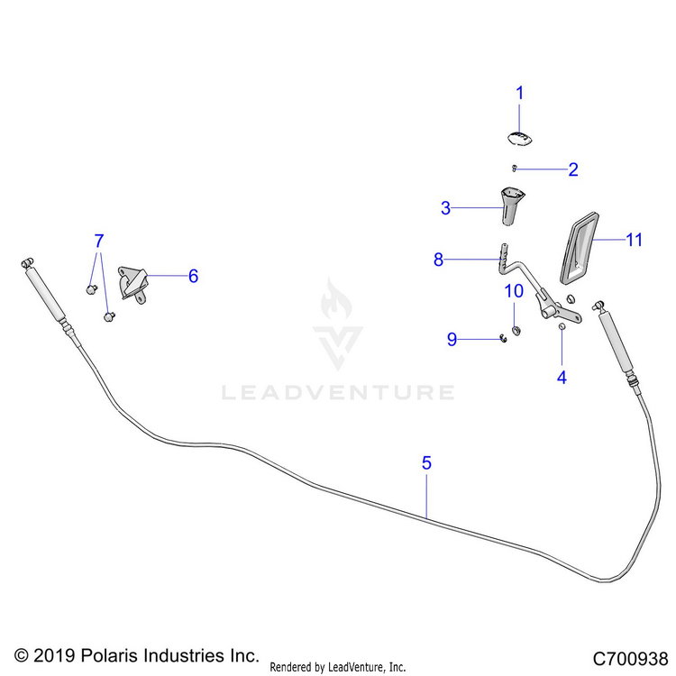 An Image of a Genuine Polaris Parts Schematic Diagram showing the schematic - DRIVE TRAIN: GEAR SELECTOR - 2022 POLARIS RANGER 570 FULL SIZE