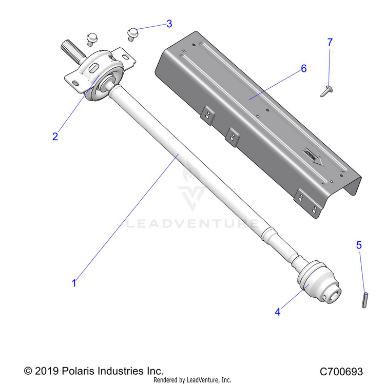 An Image of a Genuine Polaris Parts Schematic Diagram showing the schematic - DRIVE TRAIN: FRONT PROP SHAFT - 2020 POLARIS RANGER XP 1000 FACTORY CHOICE
