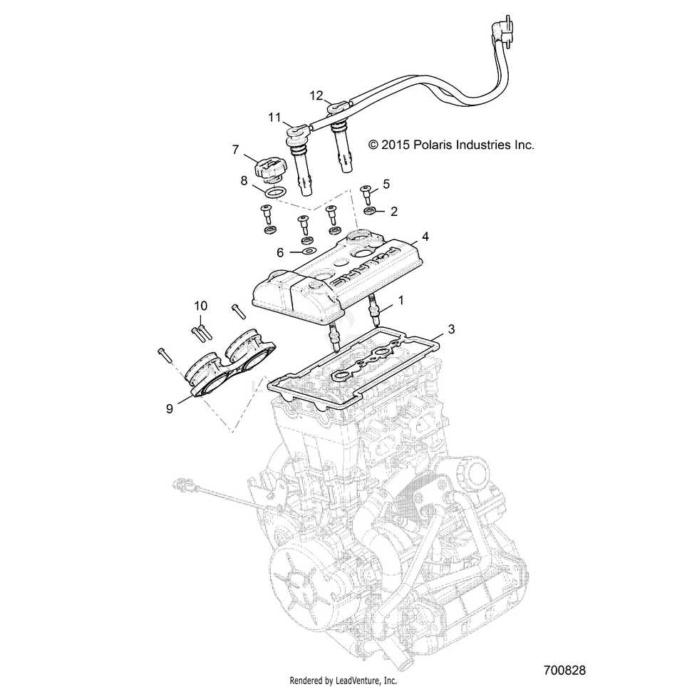 An Image of a Genuine Polaris Parts Schematic Diagram showing the schematic - ENGINE: THROTTLE BODY AND VALVE COVER - 2018 POLARIS GENERAL 1000 4 EPS