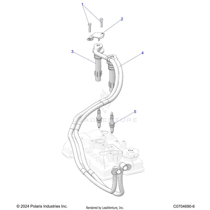 An Image of a Genuine Polaris Parts Schematic Diagram showing the schematic - ENGINE: IGNITION COILS AND SPARK PLUGS - 2024 POLARIS XPEDITION ADV 5 ULTIMATE