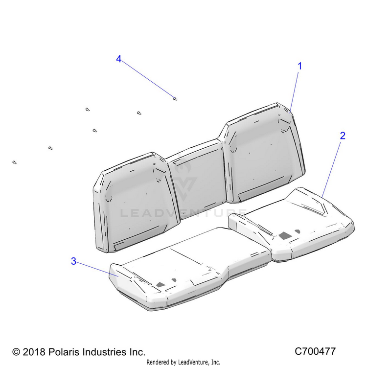An Image of a Genuine Polaris Parts Schematic Diagram showing the schematic - BODY: SEAT REAR - 2020 POLARIS RANGER CREW XP 1000 NORTHSTAR FC