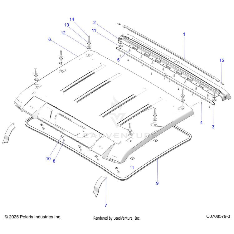 An Image of a Genuine Polaris Parts Schematic Diagram showing the schematic - BODY: ROOF ASM. - 2026 POLARIS XPEDITION XP NORTHSTAR