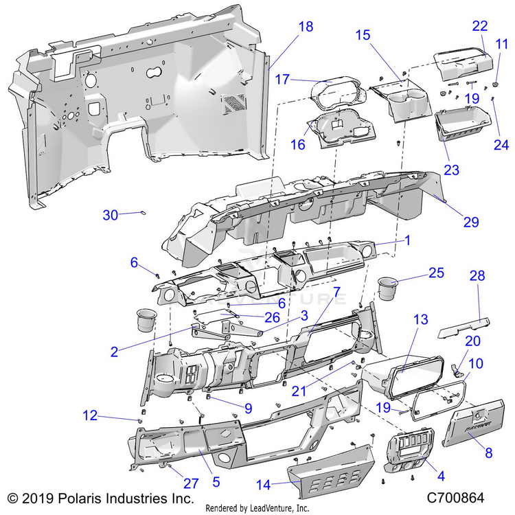 An Image of a Genuine Polaris Parts Schematic Diagram showing the schematic - OPTION: DASH HEATER - 2020 POLARIS RANGER XP 1000 FACTORY CHOICE