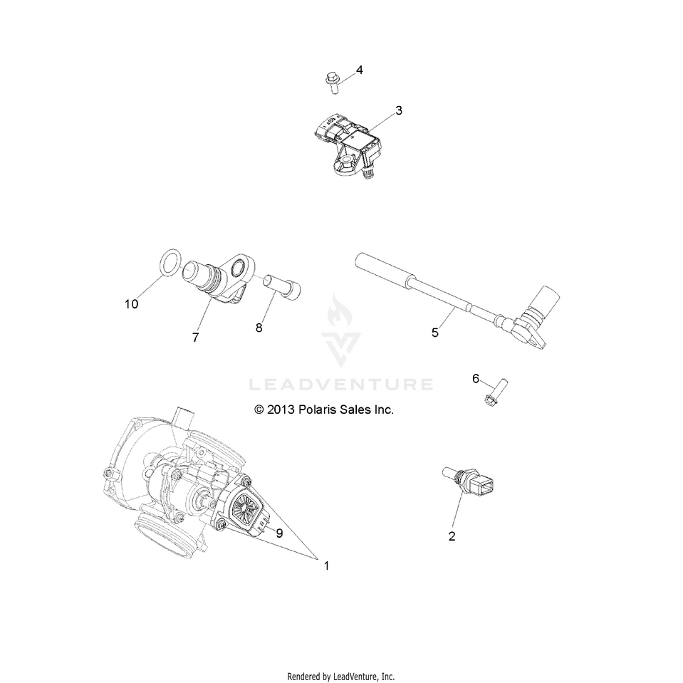 An Image of a Genuine Polaris Parts Schematic Diagram showing the schematic - ELECTRICAL: SENSORS - 2016 POLARIS RANGER ETX