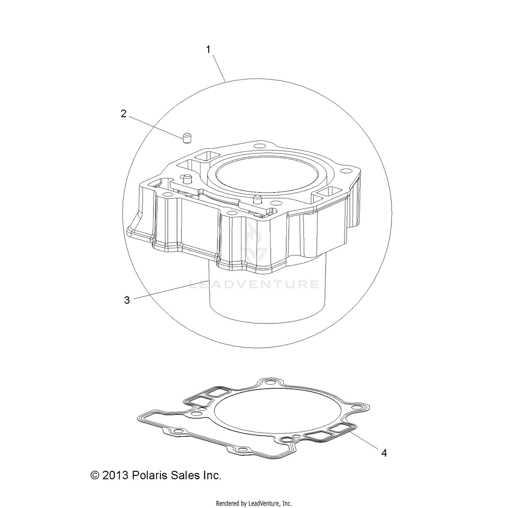 An Image of a Genuine Polaris Parts Schematic Diagram showing the schematic - ENGINE: CYLINDER - 2015 POLARIS RANGER ETX