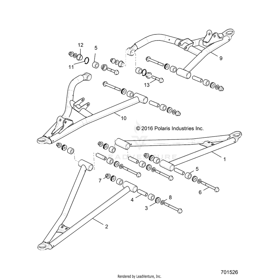 An Image of a Genuine Polaris Parts Schematic Diagram showing the schematic - SUSPENSION: FRONT CONTROL ARMS - 2020 POLARIS GENERAL 4 1000 DELUXE OPT1