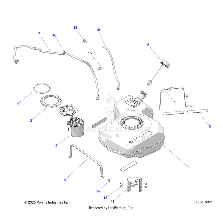 An Image of a Genuine Polaris Parts Schematic Diagram showing the schematic - FUEL: SYSTEM - 2026 POLARIS RANGER 1000 XP PREMIUM