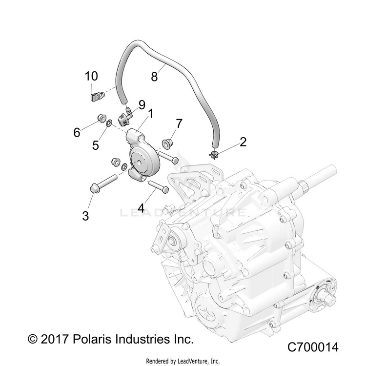 An Image of a Genuine Polaris Parts Schematic Diagram showing the schematic - DRIVE TRAIN: MAIN GEARCASE MOUNTING - 2019 POLARIS RANGER XP 1000 EPS HIGH LIFTER