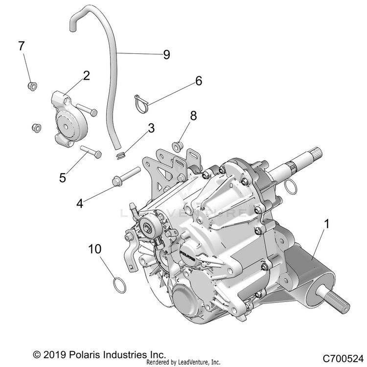 An Image of a Genuine Polaris Parts Schematic Diagram showing the schematic - DRIVE TRAIN: MAIN GEARCASE MOUNTING - 2022 POLARIS RANGER 570 FULL SIZE
