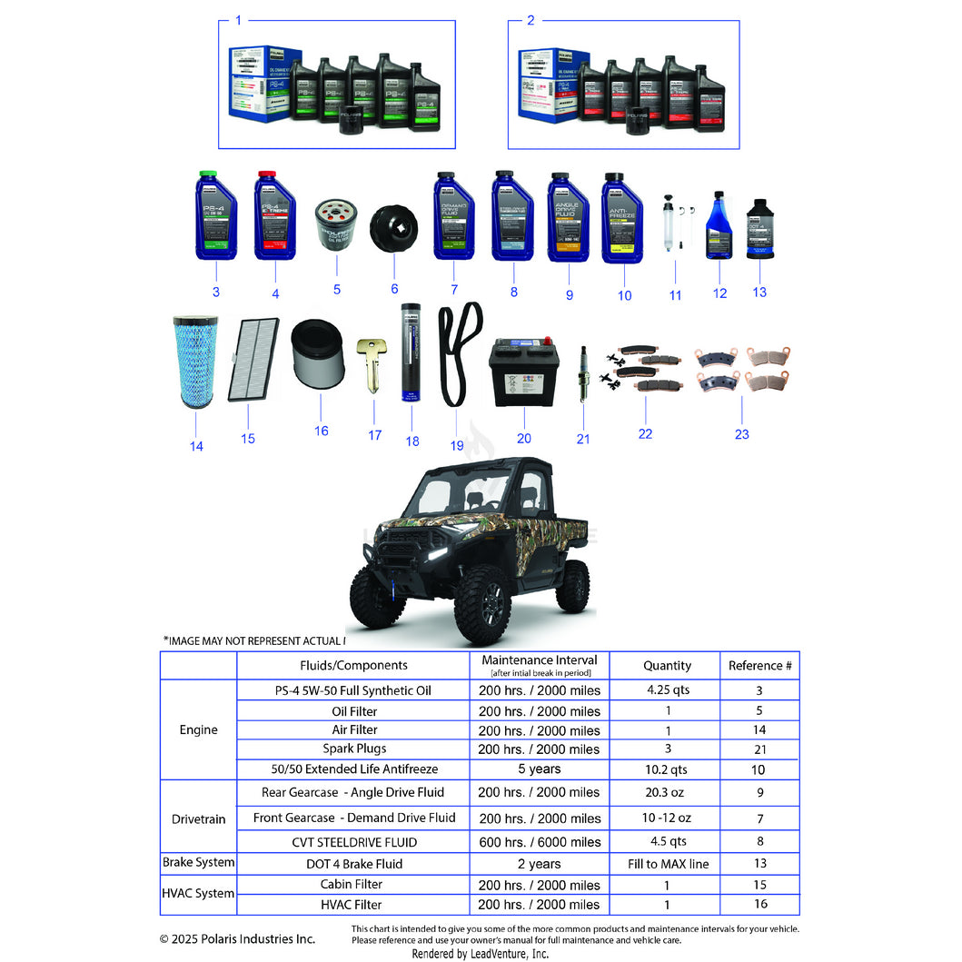 An Image of a Genuine Polaris Parts Schematic Diagram showing the schematic - *SERVICE & MAINTENANCE - 2026 POLARIS RANGER XD 1500 NORTHSTAR ULTIMATE