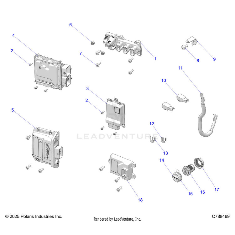 An Image of a Genuine Polaris Parts Schematic Diagram showing the schematic - ELECTRICAL: WIRE HARNESS COMPONENTS - 2026 POLARIS RANGER XD 1500 NORTHSTAR CREW
