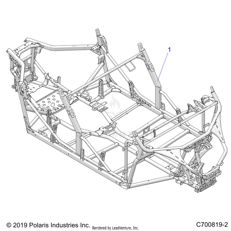 An Image of a Genuine Polaris Parts Schematic Diagram showing the schematic - CHASSIS: MAIN FRAME - 2022 POLARIS GENERAL XP 4 SPORT 1000 HUNTER