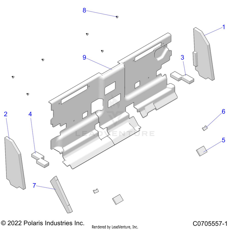 An Image of a Genuine Polaris Parts Schematic Diagram showing the schematic - BODY: CAB FOAM & REAR PANEL - 2022 POLARIS RANGER CREW XP 1000 NORTHSTAR ULTIMATE TRAIL BOSS EVAP