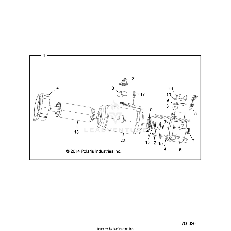 An Image of a Genuine Polaris Parts Schematic Diagram showing the schematic - ELECTRICAL: MOTOR INTERNALS - 2018 POLARIS RANGER EV