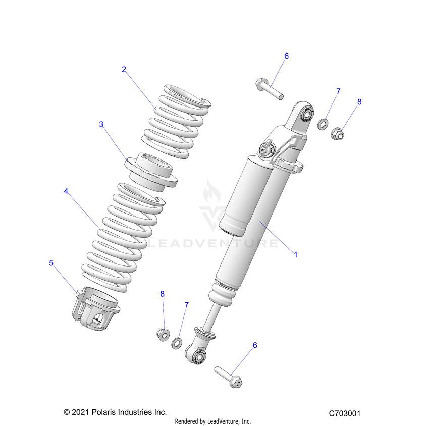 An Image of a Genuine Polaris Parts Schematic Diagram showing the schematic - SUSPENSION: FRONT SHOCK MOUNTING - 2026 POLARIS XPEDITION XP NORTHSTAR