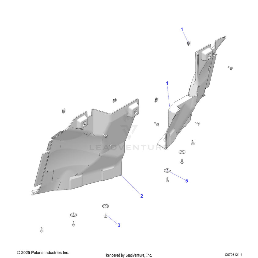 An Image of a Genuine Polaris Parts Schematic Diagram showing the schematic - BODY: FRONT INNER FENDER - 2026 POLARIS RANGER 1000 XP CREW NORTHSTAR PREMIUM