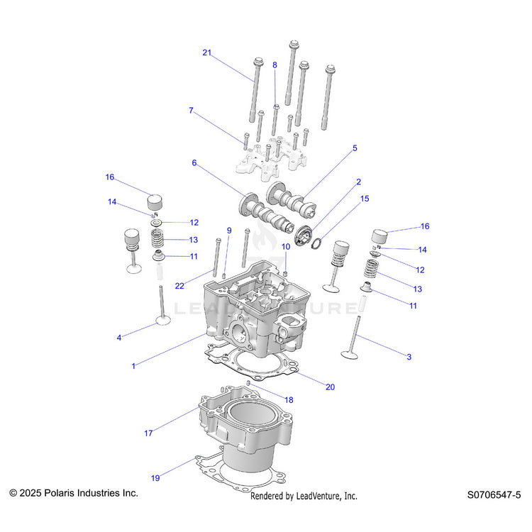 An Image of a Genuine Polaris Parts Schematic Diagram showing the schematic - ENGINE: CYLINDER HEAD CAMS & VALVES - 2026 POLARIS RANGER 570 NORTHSTAR