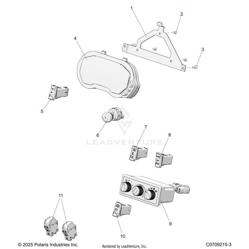 An Image of a Genuine Polaris Parts Schematic Diagram showing the schematic - ELECTRICAL: DASH INSTRUMENTS AND CONTROLS - 2026 POLARIS XPEDITION XP NORTHSTAR