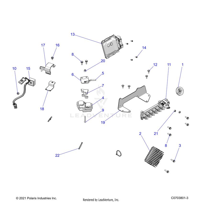 An Image of a Genuine Polaris Parts Schematic Diagram showing the schematic - ELECTRICAL: WIRE HARNESS COMPONENTS - 2022 POLARIS GENERAL XP 4 SPORT 1000