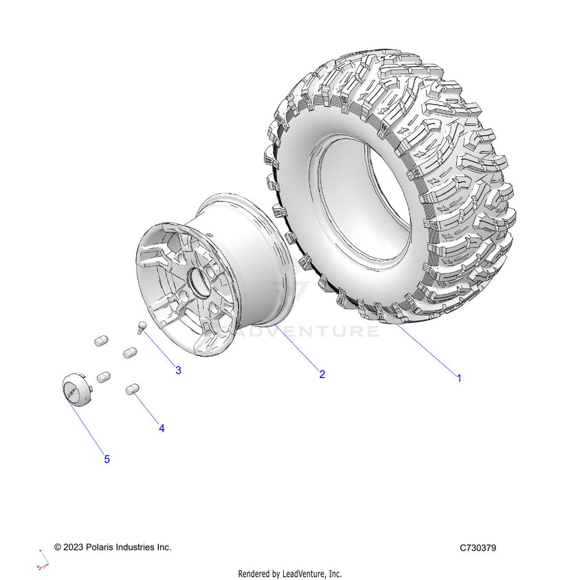 An Image of a Genuine Polaris Parts Schematic Diagram showing the schematic - WHEELS: REAR - 2026 POLARIS RANGER 1000 XP NORTHSTAR ULTIMATE