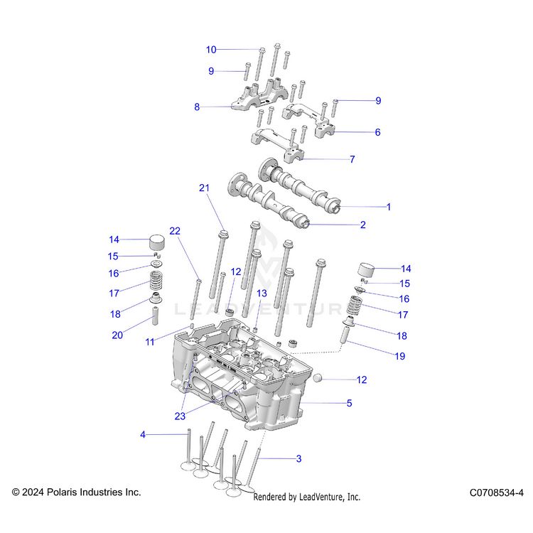An Image of a Genuine Polaris Parts Schematic Diagram showing the schematic - ENGINE: CYLINDER HEAD AND VALVES - 2025 POLARIS XPEDITION ADV NORTHSTAR