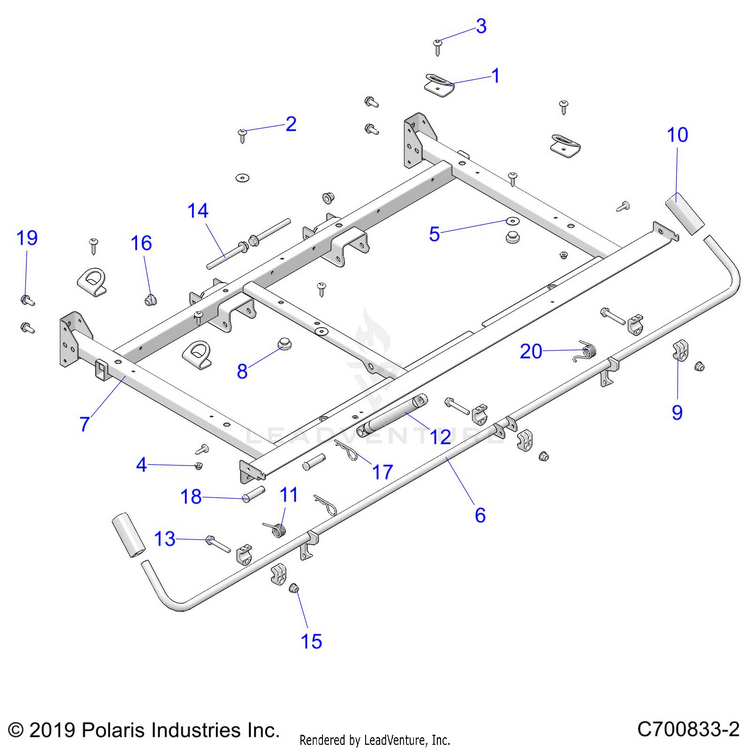 An Image of a Genuine Polaris Parts Schematic Diagram showing the schematic - BODY: BOX MOUNTING - 2024 POLARIS GENERAL XP 1000 ULTIMATE