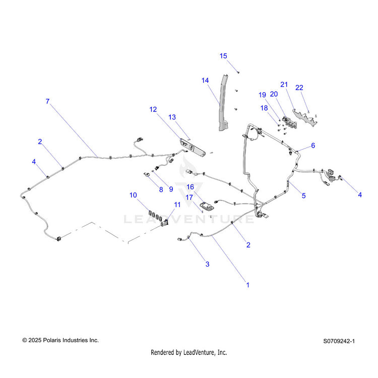 An Image of a Genuine Polaris Parts Schematic Diagram showing the schematic - ELECTRICAL: WIRE HARNESS ROOF - 2026 POLARIS RANGER XD 1500 NORTHSTAR MOUNTAINEER EDITION CREW