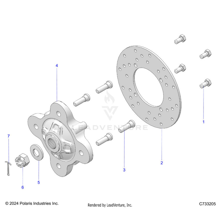 An Image of a Genuine Polaris Parts Schematic Diagram showing the schematic - SUSPENSION: REAR HUB - 2021 POLARIS RANGER 1000 FULL SIZE