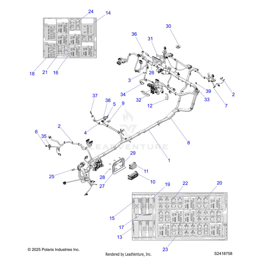 An Image of a Genuine Polaris Parts Schematic Diagram showing the schematic - ELECTRICAL: WIRE HARNESS CHASSIS - 2026 POLARIS RANGER XD 1500 NORTHSTAR