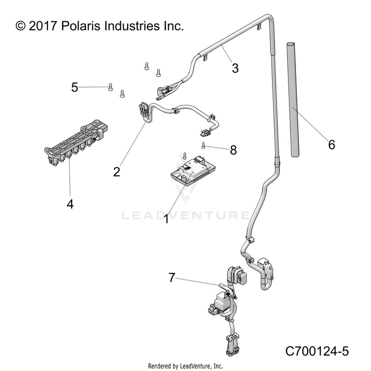 An Image of a Genuine Polaris Parts Schematic Diagram showing the schematic - BODY: DOME LIGHT & HARNESS - 2020 POLARIS RANGER XP 1000 NORTHSTAR ULTIMATE