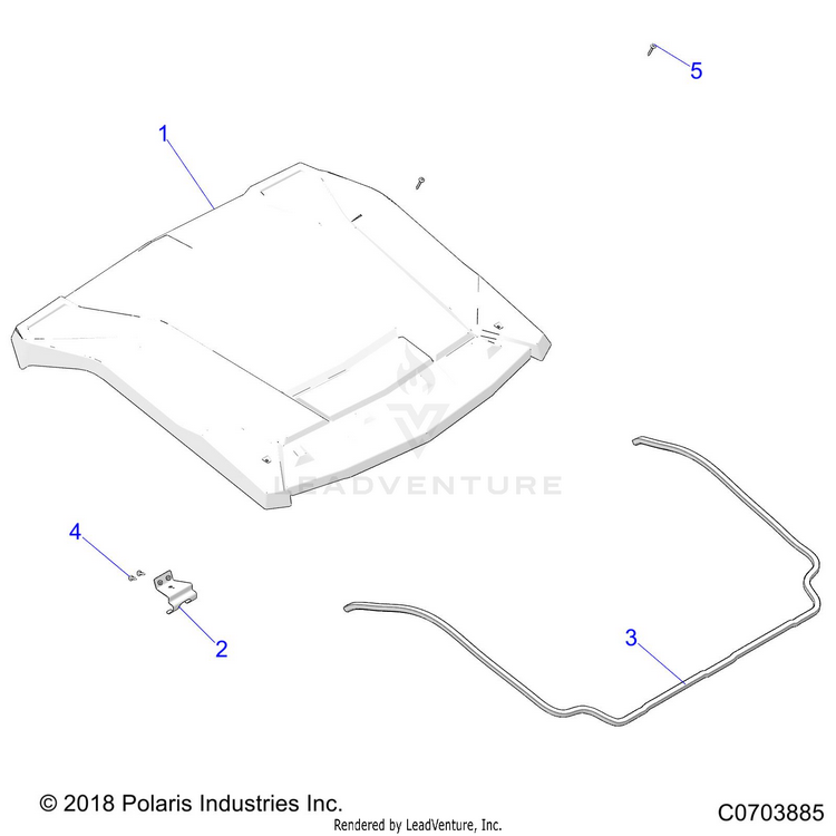 An Image of a Genuine Polaris Parts Schematic Diagram showing the schematic - ACCESSORY: ROOF - 2020 POLARIS GENERAL 1000 DELUXE EPS