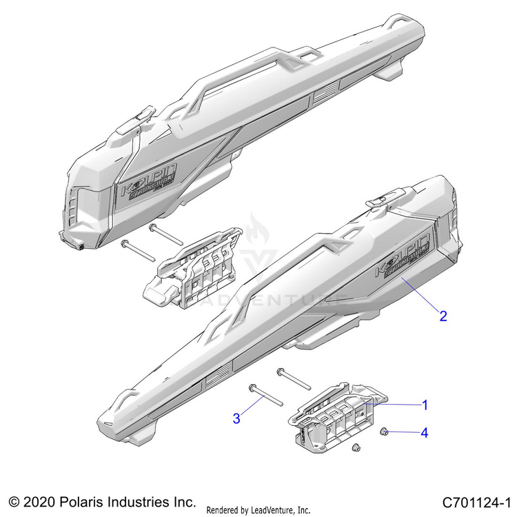 An Image of a Genuine Polaris Parts Schematic Diagram showing the schematic - ACCESSORY: GUN BOOT and MOUNT - 2021 POLARIS GENERAL XP 1000 HUNTER