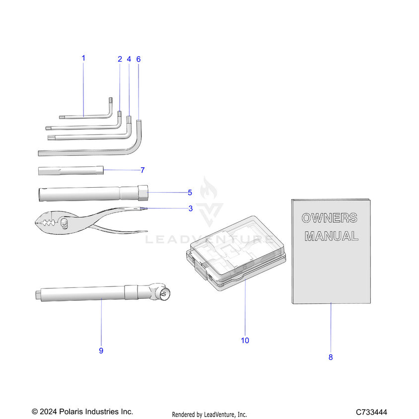 An Image of a Genuine Polaris Parts Schematic Diagram showing the schematic - REFERENCE: OWNERS MANUAL & TOOL KIT - 2026 POLARIS RANGER XD 1500 NORTHSTAR ULTIMATE CREW