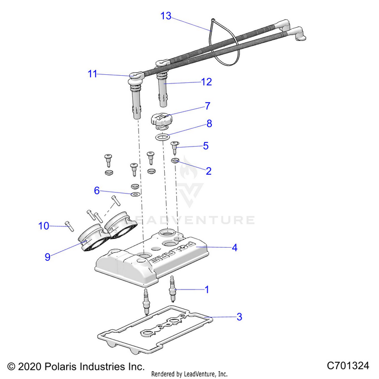An Image of a Genuine Polaris Parts Schematic Diagram showing the schematic - ENGINE: THROTTLE BODY & VALVE COVER - 2022 POLARIS RANGER XP 1000 TRAIL BOSS EVAP
