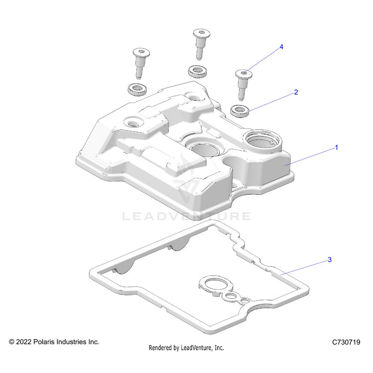 An Image of a Genuine Polaris Parts Schematic Diagram showing the schematic - ENGINE: VALVE COVER - 2023 POLARIS RANGER 570 FULL SIZE