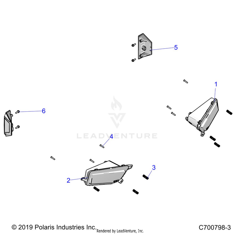 An Image of a Genuine Polaris Parts Schematic Diagram showing the schematic - ELECTRICAL: HEADLIGHTS AND TAILLIGHTS - 2020 POLARIS GENERAL 1000 PREMIUM