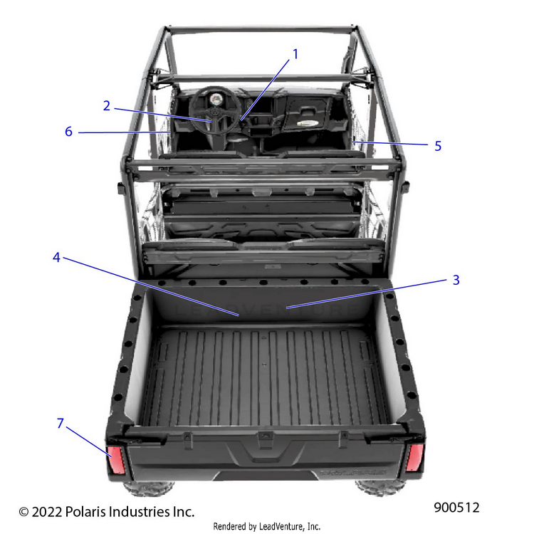 An Image of a Genuine Polaris Parts Schematic Diagram showing the schematic - BODY: DECALS GENERAL - 2023 POLARIS RANGER 570 CREW