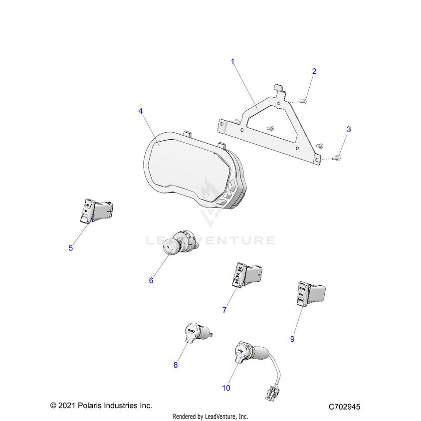 An Image of a Genuine Polaris Parts Schematic Diagram showing the schematic - ELECTRICAL: DASH INSTRUMENTS AND CONTROLS - 2024 POLARIS XPEDITION XP ULTIMATE