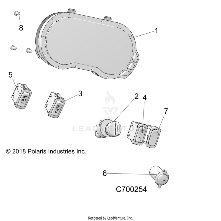 An Image of a Genuine Polaris Parts Schematic Diagram showing the schematic - ELECTRICAL: DASH INSTRUMENTS - 2019 POLARIS RANGER CREW XP 1000 EPS HIGH LIFTER