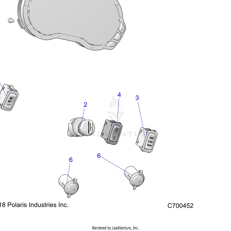 An Image of a Genuine Polaris Parts Schematic Diagram showing the schematic - ELECTRICAL: DASH INSTRUMENTS - 2019 POLARIS RANGER CREW XP 1000 BACK COUNTRY