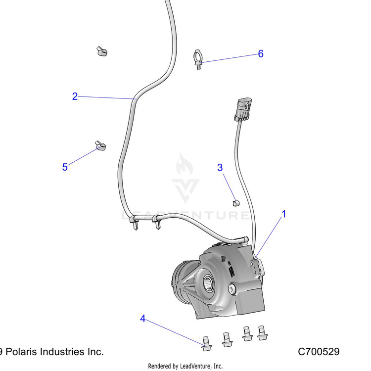 An Image of a Genuine Polaris Parts Schematic Diagram showing the schematic - DRIVE TRAIN: FRONT GEARCASE MOUNTING - 2020 POLARIS RANGER 570 FULL SIZE