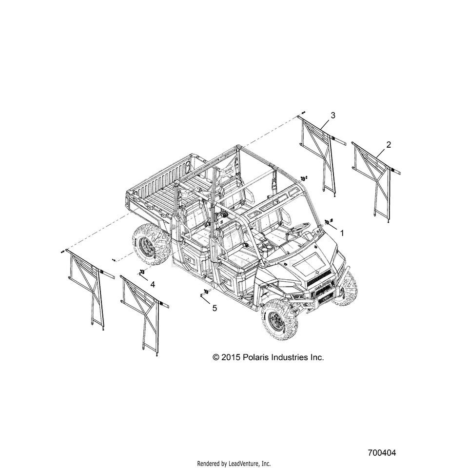 An Image of a Genuine Polaris Parts Schematic Diagram showing the schematic - BODY: SIDE NETS - 2016 POLARIS RANGER CREW 1000 DIESEL