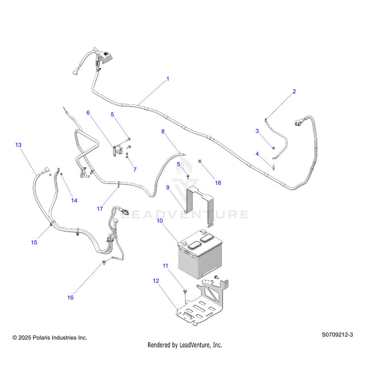 An Image of a Genuine Polaris Parts Schematic Diagram showing the schematic - ELECTRICAL: BATTERY - 2026 POLARIS RANGER 1000 XP CREW NORTHSTAR ULTIMATE