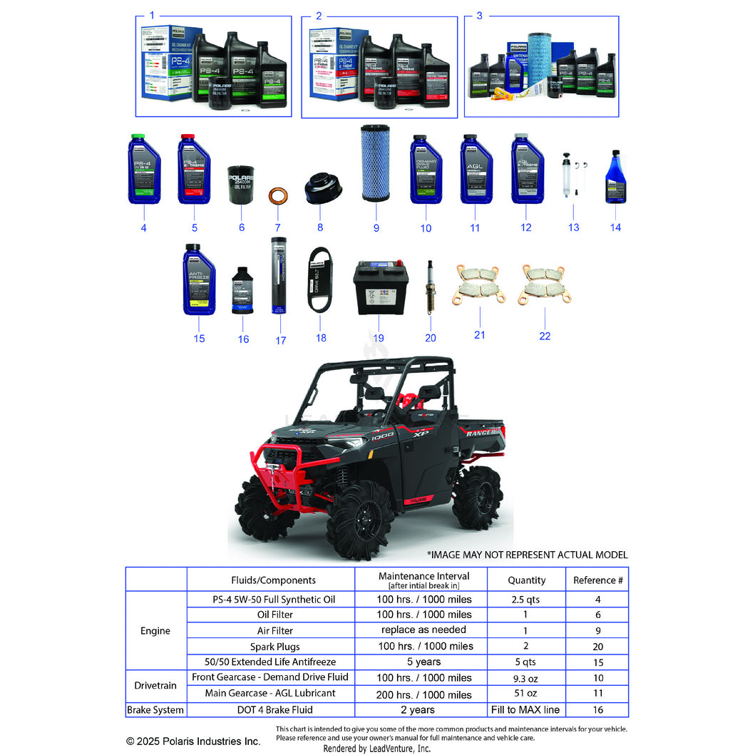 An Image of a Genuine Polaris Parts Schematic Diagram showing the schematic - *SERVICE & MAINTENANCE - 2022 POLARIS RANGER XP 1000 HIGH LIFTER
