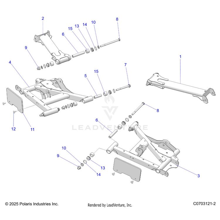 An Image of a Genuine Polaris Parts Schematic Diagram showing the schematic - SUSPENSION: REAR CONTROL ARMS - 2026 POLARIS GENERAL 1000 SPORT