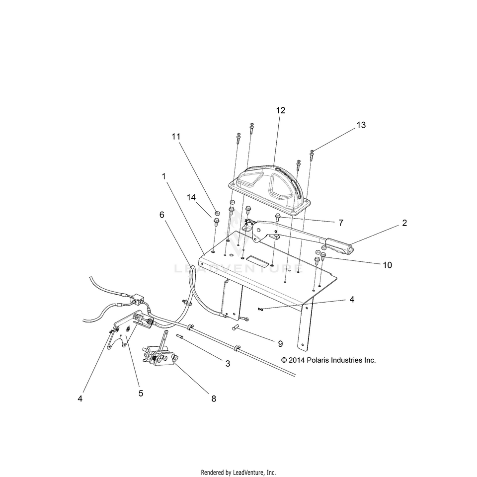 An Image of a Genuine Polaris Parts Schematic Diagram showing the schematic - BRAKES: PARK BRAKE - 2017 POLARIS RANGER EV