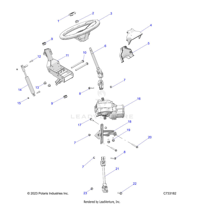 An Image of a Genuine Polaris Parts Schematic Diagram showing the schematic - STEERING: STEERING EPS - 2018 POLARIS RANGER 570
