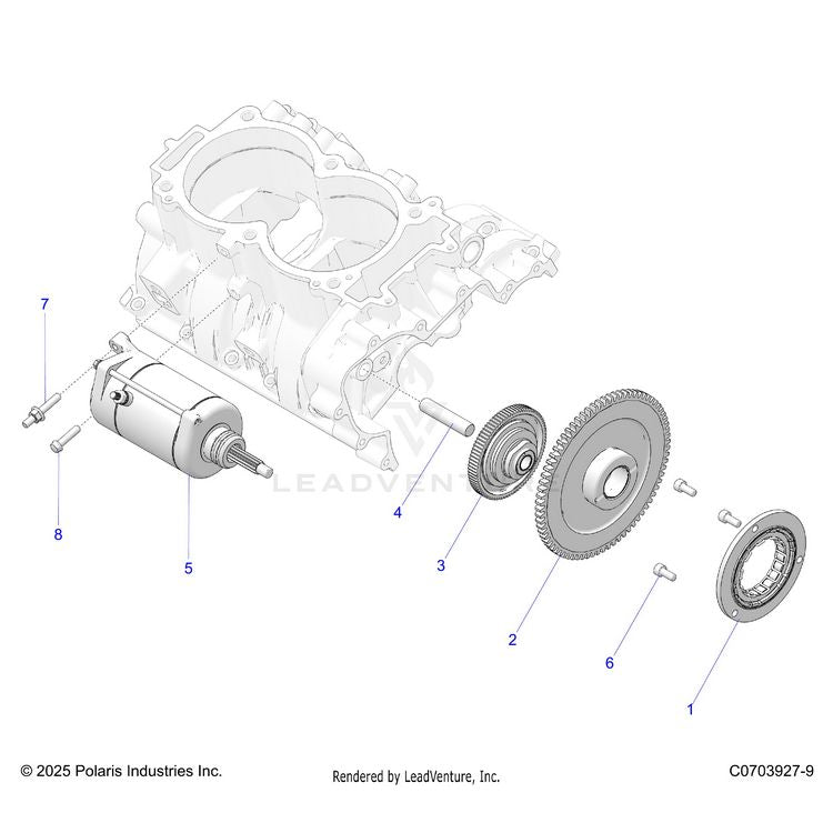 An Image of a Genuine Polaris Parts Schematic Diagram showing the schematic - ENGINE: STARTER - 2024 POLARIS GENERAL XP 4 1000 SPORT