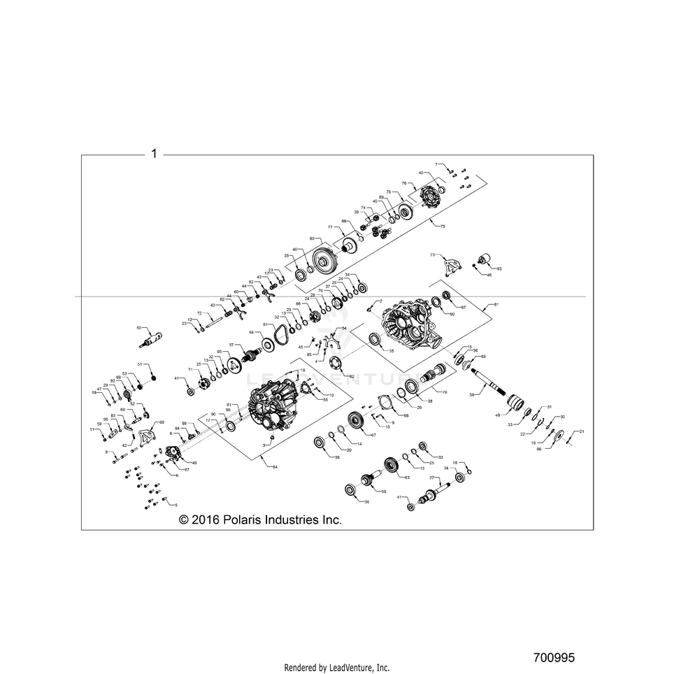 An Image of a Genuine Polaris Parts Schematic Diagram showing the schematic - DRIVE TRAIN: MAIN GEARCASE INTERNALS - 2015 POLARIS RANGER CREW 1000 DIESEL